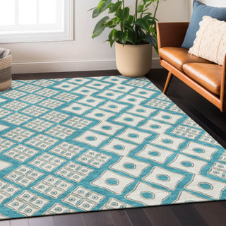 Piper Looms Chantille Diamonds ACN866 Teal Machine Washable Area Rug Lifestyle Image Feature