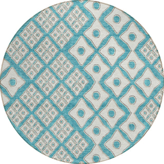 Piper Looms Chantille Diamonds ACN866 Teal Machine Washable Area Rug Round Main Image