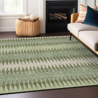 Piper Looms Chantille Stripes ACN867 Aloe Machine Washable Area Rug Lifestyle Image Feature