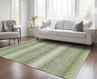 Piper Looms Chantille Stripes ACN867 Aloe Machine Washable Area Rug Lifestyle Image Feature