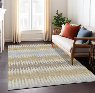 Piper Looms Chantille Stripes ACN867 Beige Machine Washable Area Rug Lifestyle Image Feature