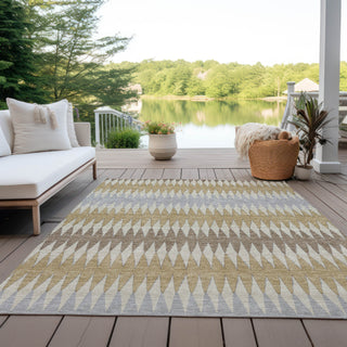 Piper Looms Chantille Stripes ACN867 Beige Machine Washable Area Rug Outdoor Lifestyle Image Feature