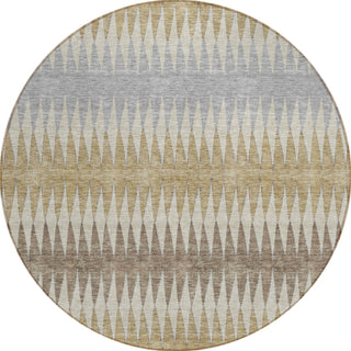 Piper Looms Chantille Stripes ACN867 Beige Machine Washable Area Rug Round Main Image