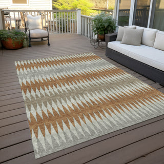 Piper Looms Chantille Stripes ACN867 Paprika Machine Washable Area Rug Outdoor Lifestyle Image Feature