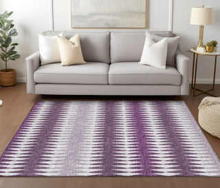 Piper Looms Chantille Stripes ACN867 Purple Machine Washable Area Rug Lifestyle Image Feature