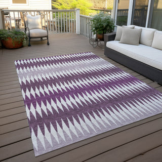 Piper Looms Chantille Stripes ACN867 Purple Machine Washable Area Rug Outdoor Lifestyle Image Feature