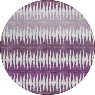 Piper Looms Chantille Stripes ACN867 Purple Machine Washable Area Rug Round Main Image