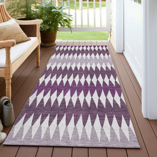 Piper Looms Chantille Stripes ACN867 Purple Machine Washable Area Rug Runner Outdoor Lifestyle Image Feature