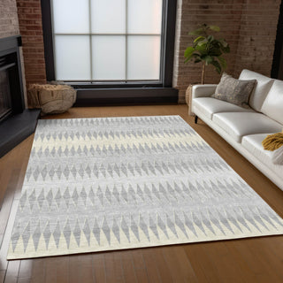 Piper Looms Chantille Stripes ACN867 Silver Machine Washable Area Rug Lifestyle Image Feature