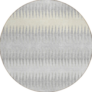 Piper Looms Chantille Stripes ACN867 Silver Machine Washable Area Rug Round Main Image