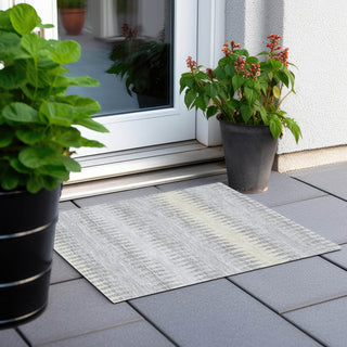 Piper Looms Chantille Stripes ACN867 Silver Machine Washable Area Rug Scatter Outdoor Lifestyle Image Feature