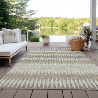 Piper Looms Chantille Stripes ACN867 Taupe Machine Washable Area Rug Outdoor Lifestyle Image Feature