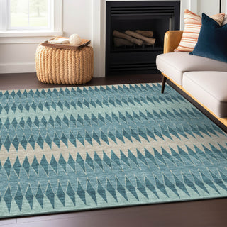 Piper Looms Chantille Stripes ACN867 Teal Machine Washable Area Rug Lifestyle Image Feature