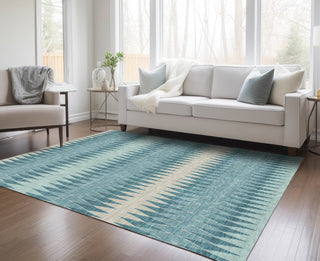 Piper Looms Chantille Stripes ACN867 Teal Machine Washable Area Rug Lifestyle Image Feature