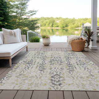 Piper Looms Chantille Floral ACN868 Beige Machine Washable Area Rug Outdoor Lifestyle Image Feature
