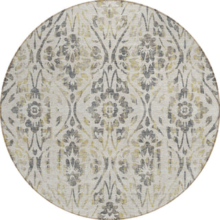 Piper Looms Chantille Floral ACN868 Beige Machine Washable Area Rug Round Main Image
