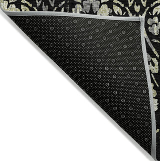 Piper Looms Chantille Floral ACN868 Black Machine Washable Area Rug Backing Image