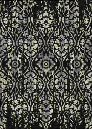 Piper Looms Chantille Floral ACN868 Black Machine Washable Area Rug main image