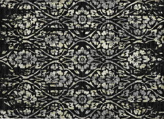 Piper Looms Chantille Floral ACN868 Black Machine Washable Area Rug Scatter Main Image