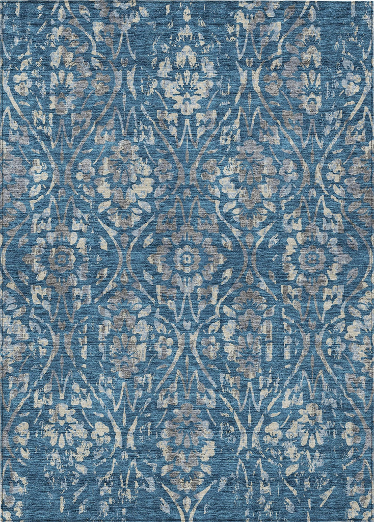 Piper Looms Chantille Floral ACN868 Blue Machine Washable Area Rug main image