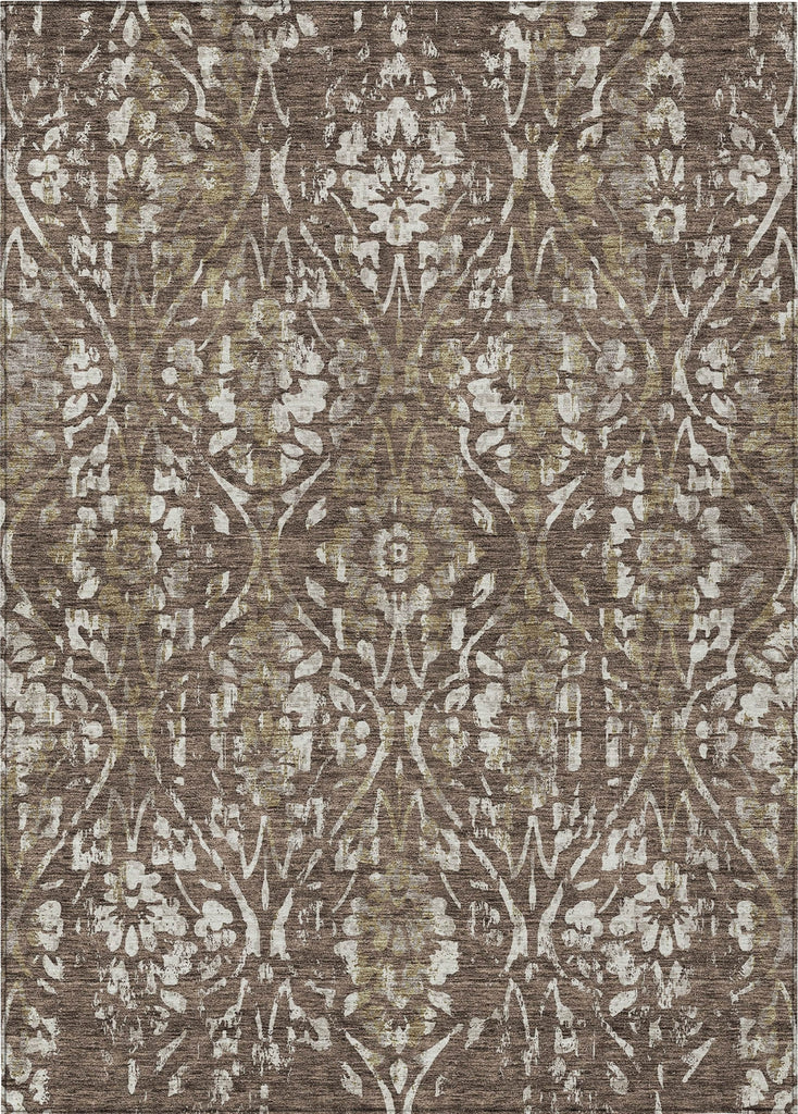 Piper Looms Chantille Floral ACN868 Brown Machine Washable Area Rug main image