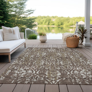 Piper Looms Chantille Floral ACN868 Brown Machine Washable Area Rug