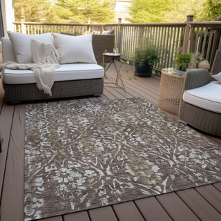 Piper Looms Chantille Floral ACN868 Brown Machine Washable Area Rug