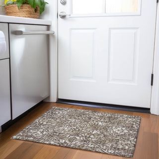 Piper Looms Chantille Floral ACN868 Brown Machine Washable Area Rug