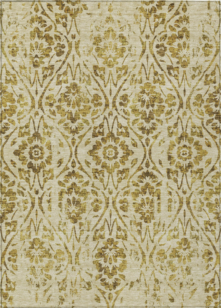 Piper Looms Chantille Floral ACN868 Gold Machine Washable Area Rug main image