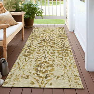 Piper Looms Chantille Floral ACN868 Gold Machine Washable Area Rug Runner Outdoor Lifestyle Image Feature