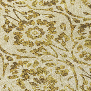 Piper Looms Chantille Floral ACN868 Gold Machine Washable Area Rug Swatch Image