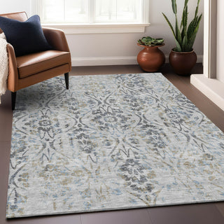 Piper Looms Chantille Floral ACN868 Gray Machine Washable Area Rug Lifestyle Image Feature