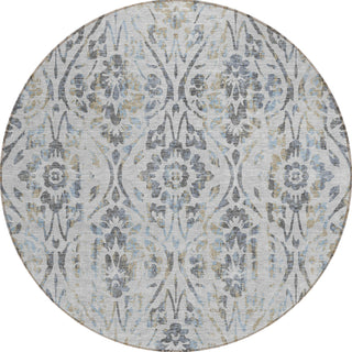 Piper Looms Chantille Floral ACN868 Gray Machine Washable Area Rug Round Main Image