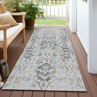 Piper Looms Chantille Floral ACN868 Gray Machine Washable Area Rug Runner Outdoor Lifestyle Image Feature