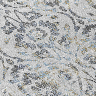 Piper Looms Chantille Floral ACN868 Gray Machine Washable Area Rug Swatch Image