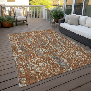 Piper Looms Chantille Floral ACN868 Paprika Machine Washable Area Rug Outdoor Lifestyle Image Feature