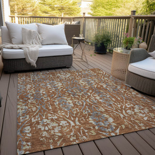 Piper Looms Chantille Floral ACN868 Paprika Machine Washable Area Rug Outdoor Lifestyle Image Feature