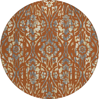 Piper Looms Chantille Floral ACN868 Paprika Machine Washable Area Rug Round Main Image