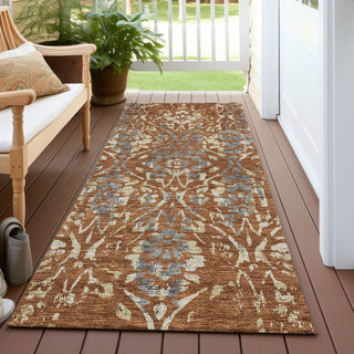 Piper Looms Chantille Floral ACN868 Paprika Machine Washable Area Rug Runner Outdoor Lifestyle Image Feature