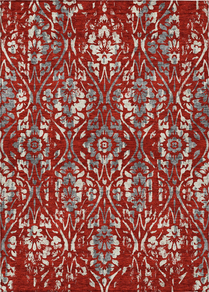 Piper Looms Chantille Floral ACN868 Red Machine Washable Area Rug main image