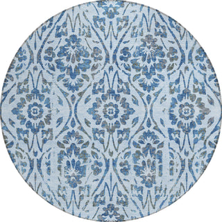 Piper Looms Chantille Floral ACN868 Sky Machine Washable Area Rug Round Main Image