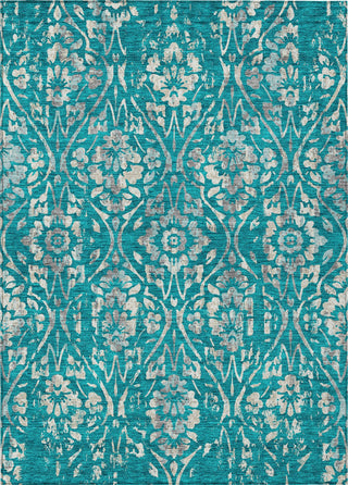 Piper Looms Chantille Floral ACN868 Teal Machine Washable Area Rug main image