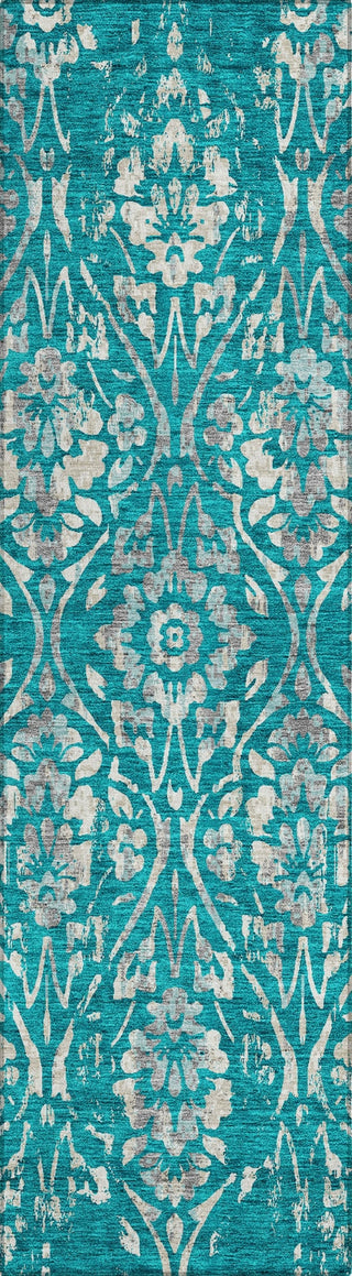 Piper Looms Chantille Floral ACN868 Teal Machine Washable Area Rug Runner Main Image