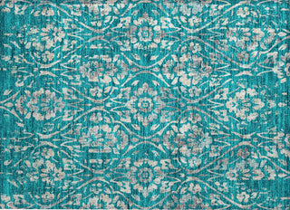 Piper Looms Chantille Floral ACN868 Teal Machine Washable Area Rug Scatter Main Image