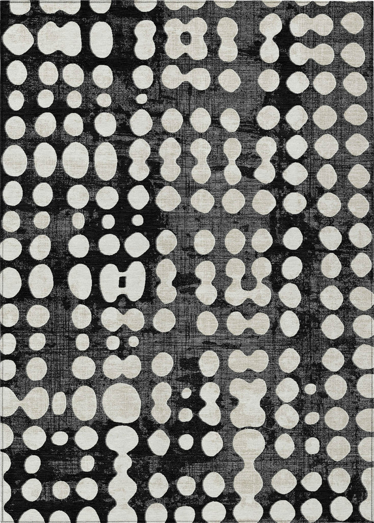 Piper Looms Chantille Circles ACN869 Black Machine Washable Area Rug main image