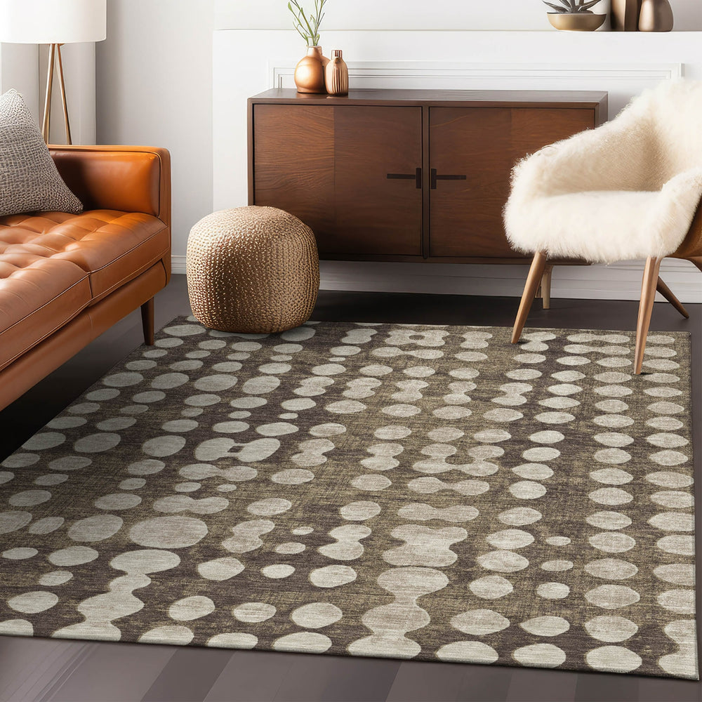 Piper Looms Chantille Circles ACN869 Brown Machine Washable Area Rug Lifestyle Image Feature