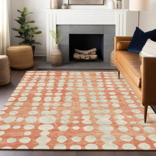 Piper Looms Chantille Circles ACN869 Coral Machine Washable Area Rug Lifestyle Image Feature