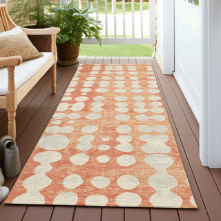 Piper Looms Chantille Circles ACN869 Coral Machine Washable Area Rug Runner Outdoor Lifestyle Image Feature