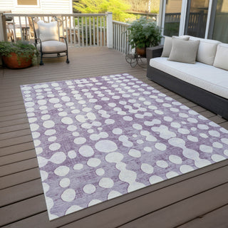 Piper Looms Chantille Circles ACN869 Purple Machine Washable Area Rug Outdoor Lifestyle Image Feature