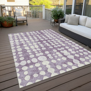 Piper Looms Chantille Circles ACN869 Purple Machine Washable Area Rug Outdoor Lifestyle Image Feature